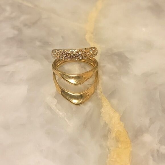 NWT Alexis Bittar 10K 8 Gold Swarovski Crystal Pave Draping Party Statement Ring - Picture 3 of 9